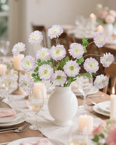 Coferset 6pcs Artificial Silk Mums Flowers Realistic Chrysanthemum Stems 22" Fake Gerbera Daisy for DIY Bouquet Centerpieces Floral Arrangements Vase Fillers Wedding Shower Decorations(Purple) - color: Purple