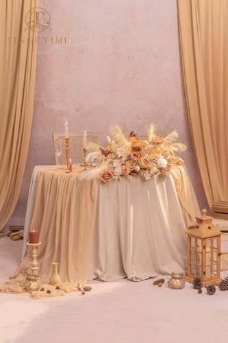 TINGE TIME Silk Fake Flowers Combo, Fake Foam Roses with Stems for DIY Wedding Bouquets Centerpieces Baby Shower Party Home Decorations(Nude Color & Pale Coffee) - color: Nude Color & Pale Coffee