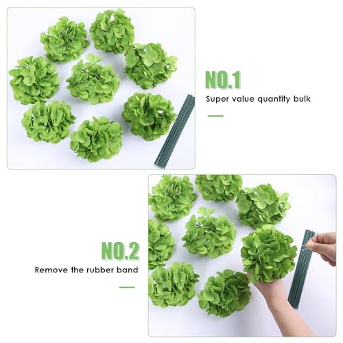 AVIVIHO 65pcs Fake Flowers Green Hydrangea Artificial Flowers Bulk (Not Squished, No Steaming Need) Silk Flowers with Stems for Wedding Decor,Home,Baby Shower,Table Centerpieces Decoration - color: Green, size: Medium
