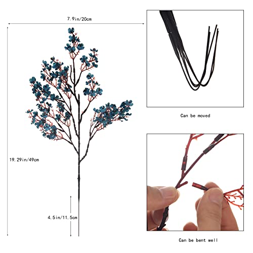 15PCS Artificial Baby Breath Flowers Fake Silk Real Touch DIY Floral Bouquets Decor Wedding Party Decoration Arrangements-Teal Blue - color: 15pcs-teal Blue