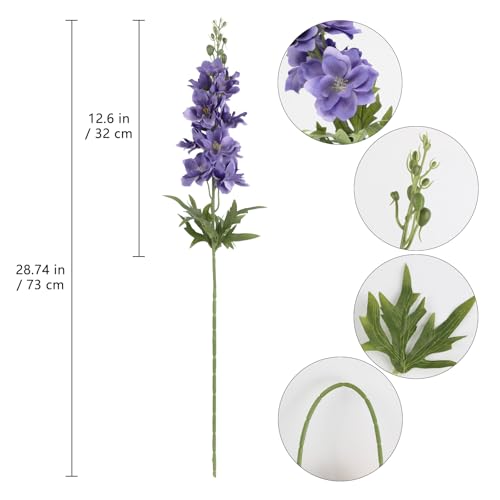 IPOPU Delphinium Artificial Flowers,6PCS 28.74'' Purple Silk Faux Larkspur Flowers Realistic Fake Delphinium Stems for Wedding Party Garden Table Home Decor (Deep Purple) - color: Deep Purple
