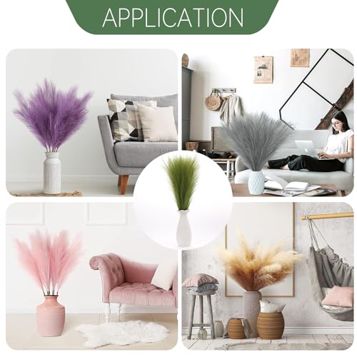 Faux Pampas Grass Decor ， 21.7 Inch Artificial Pampas Grass Grass Green Reed Grass, Vase Filler for Home Decor, Room, Bathroom, Wedding, Table Centerpiece - 20PCS - color: Grass Green