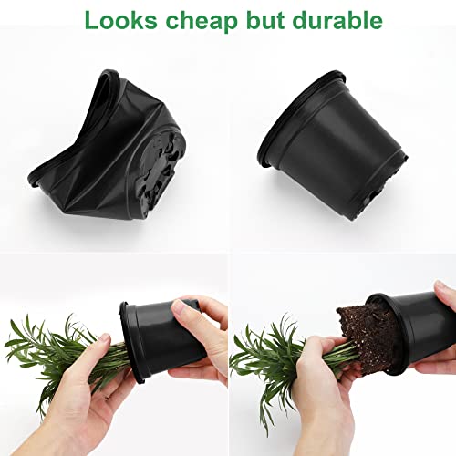 MIXC Plant Nursery Pots with Humidity Dome 4" Soft Transparent Plastic Gardening Pot Planting Containers Cups Planter Small Starter Seed Starting Trays for Seedling with 10pcs Plant Labels，30 Sets… - color: Black, size: 4 Inch-with Lid