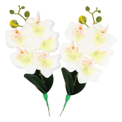 uxcell 2 Pcs Artificial Phalaenopsis Fake Flowers, 11 Inch Real Touch Artificial Floral Fake Bouquet for Wedding Bride Shower Gift Home Decor DIY Crafts, White - color: White, size: 11 Inch