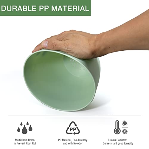 SwinDuck 6inch 12Pack Plant Pots, Plastic Planter for Indoor Outdoor Flowers Plants, Green - color: Green
