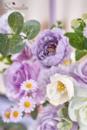 Serwalin Artificial Flowers Silk Flowers Wedding Cake Flowers Purple Fake Flowers Box Set for DIY Wedding Bouquets Table Centerpieces Arrangements Baby Shower Home Decor - color: Forest Purple, size: 1 Box
