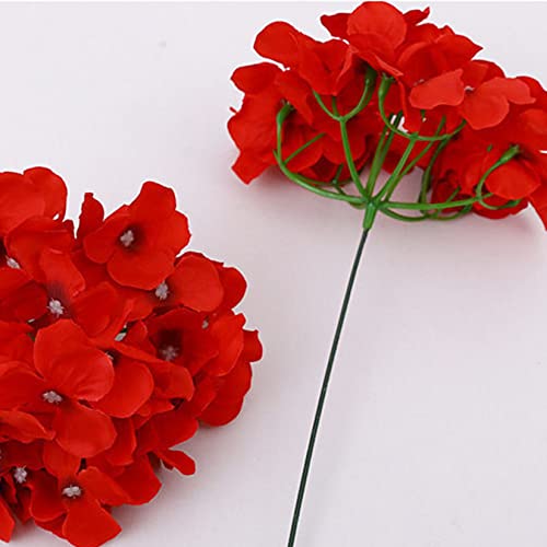 FagusHome Silk Hydrangea Heads 36 Pcs Artificial Flowers Heads and 3 Dozens Stems Fake Hydrangea Flowers with Stems for Home Wedding Decor (Red) - color: Red
