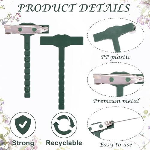 Boutonniere Safety Pins, Plastic Corsage Pins Safety Clips for Bride Groom, Tiny Boutonniere Brooch Supplies - color: Green-50pcs