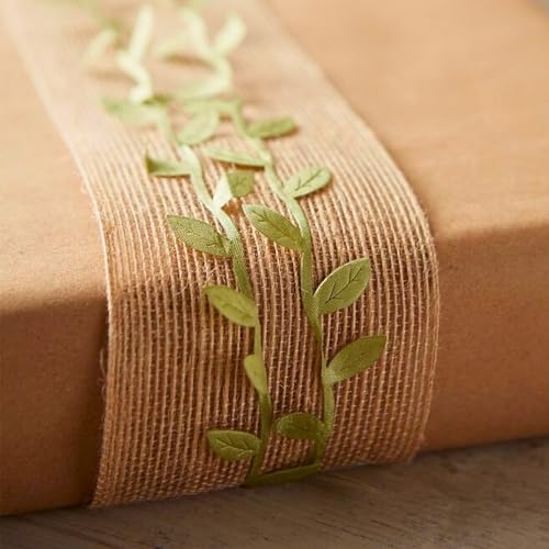 Leaf Ribbon 40 Yard Fabric Ribbons Roll Green Leaf Tape 1" Width Artificial Olive Trim Tape for Gift Wrapping Craft DIY - size: 40 Yards