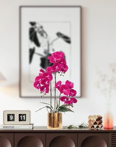Artificial Orchid Flowers Set Fake Phalaenopsis Flower Faux Butterfly Orchid Real Touch Orchid for Wedding Home Office Party Hotel Yard Decoration Restaurant - color: Violet
