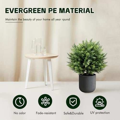 26-Inch Artificial Cedar Ball Trees (Set of Two) – Lifelike, UV-Resistant Decor for Indoor & Outdoor Use – Enhance Your Space with Vibrant Greenery - color: 2pcs-ground Cutting-cedar