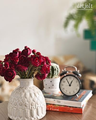 Letjolt Ranunculus Artificial Flower 18 Pcs Dark RedSilk Flowers | Home Decor, Wedding Bouquet, Engagement Centerpieces, Bridal Shower Decorations - color: Dark Red