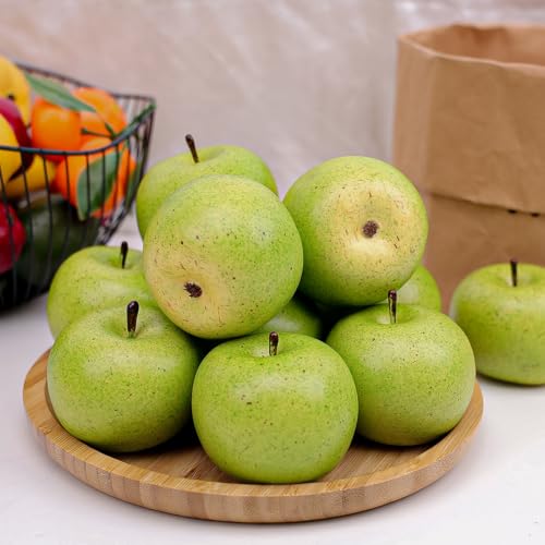 Gresorth 6pcs Lifelike Artificial Green Apple Faux Fake Apples Fruit Home House Kitchen Cabinet Decoration - color: Green Apple