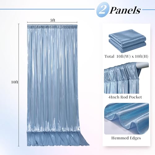 10ftx10ft Dusty Blue Sequin Backdrop Curtain for Parties, Wrinkle Free Thick Glitter Sparkle Photo Backdrop Drapes 2 Panels 5x10FT Shimmer Back Drop Cloth for Wedding Birthday Photography Background - color: Dusty Blue, size: 5'W×10'H _2 Panels