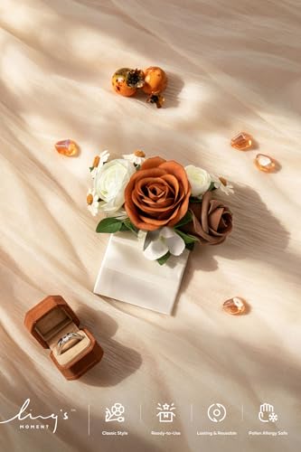 Ling's moment Pocket Boutonniere Single, Boutonniere for Men Groom for Wedding, Prom, Homecoming, Anniversary, Graduation, etc.Sand Dune Brown - color: Brn-sand Dune & Brown, size: 6" W x 5" H