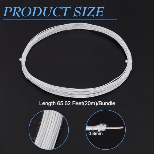 BENECREAT 21.8 Yards White Floral Wires, 20 Gauge Cotton Covered Millinery Wire, Iron Stem Wires for Florist Crafts Making Sewing Supplies Brim Making Accessories