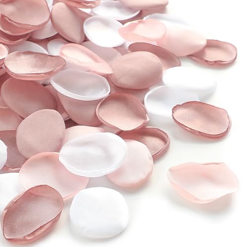 Floroom 300pcs Rose Petals Dusty Rose Blush Faux Silk Flower Petals for Wedding Flower Girl Basket Aisle Scatter Dinner Table Centerpieces Party Confetti Bridal Shower Romantic Night Decoration - color: Rose Pink, size: 300pcs