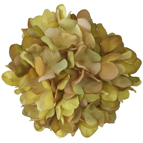 7.1''Ocher Yellow Hydrangea Artificial Flowers,10Pcs Artificial Silk Hydrangea Heads,81 Petals Faux Hydrangea Flowers Heads with Stems for Home Wedding Baby Shower Decor(ocher Yellow) - color: Ocher Yellow