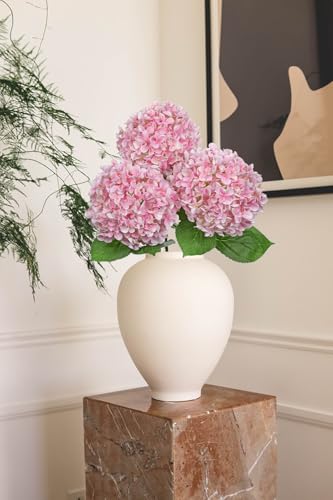 26" Artificial Hydrangea Flower with 6.6" Large Bloom, Realistic Gradient Silk Flowers, Faux Hydrangeas for Home Wedding Centerpiece Decor, Big Petal Fake Floral Arrangement, Indoor Outdoor Display - color: Pink, size: 3PCS
