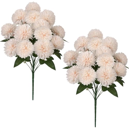 Zythrem 36 Heads Silk Flowers for Home Decor Indoor Artificial Flower Bouquet Chrysanthemum Flowers Artificial 19" Champagne Flowers Silk Flower Arrangement for Table Centerpiece Farmhouse - color: Champagne