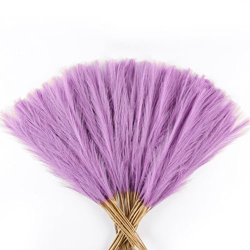 60Pcs Levender Purple Faux Pampas Grass Decor, 21.7" Pompas Grass Flower Arrangement and Vase Filler for Boho Home Wedding Decoration - size: 21.7'' Tall Lavender