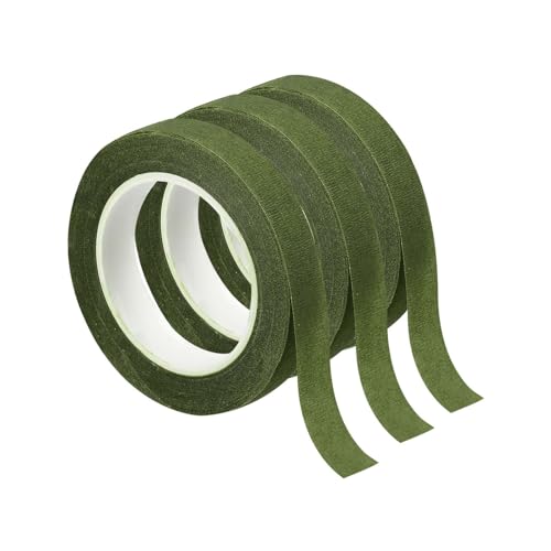 PATIKIL Floral Tape 1/2" x 20 Yard / 12mm x 20m, 3 Pack Flower Wrap Adhesive Tape for Bouquet Stem Wrapping, Grass Green - color: Grass Green