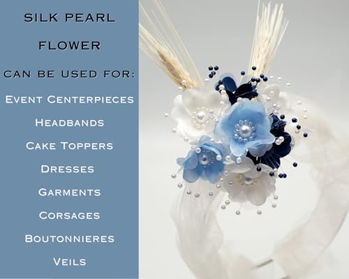 72PC Artificial Silk Pearl Spray Craft Flower for Home Craft Decor DIY Wedding Bridal Veil Headband Dress Cake Topper Embellishment Scrapbook Favor Corsage Floral Bouquet Arrangement (Sage Green) - color: Sage Green