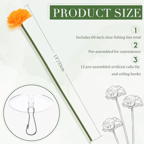 12 Pack 5 ft Artificial Marigold Flowers Hanging Garland Decorations Orange Marigold from Ceiling Dangling Faux Floral Vine Strings with Hook for Wall Autumn Party Day of the Dead Decor - color: Orange Color