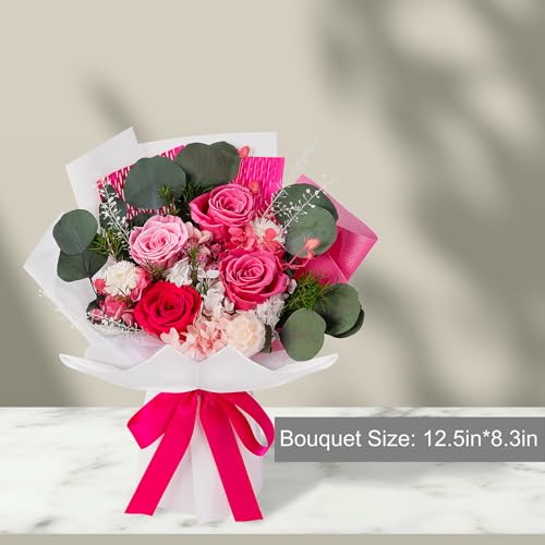 Perfectione Roses 4 Roses Mixed Bouquet for Mother's Day, Flowers for Delivery, Preserved Flowers Birthday Gift for Women Mom Wife Grandma Her, Pink - color: Pink 4 Roses