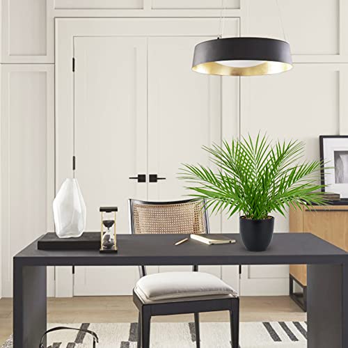 Briful Fake Plant 15’’ Artificial Palm Plant in Matte Black Pot Realistic Faux Tropical Palm Tree Houseplant for Home Indoor Living Room Tabletop Bedroom Decorations - color: 15'' Tall Black