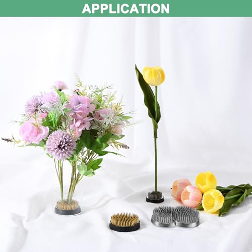 M METERXITY Flower Frog 3.27" x 2.28" Rectangle Copper Floral Arranger Pins Ikebana Holder W Rubber Base for Flower Arrangements/Craft Plant/Home Decor, Floral Kenzan Fixed Tool [1.1cm Pins] - size: 3.27" x 2.28"