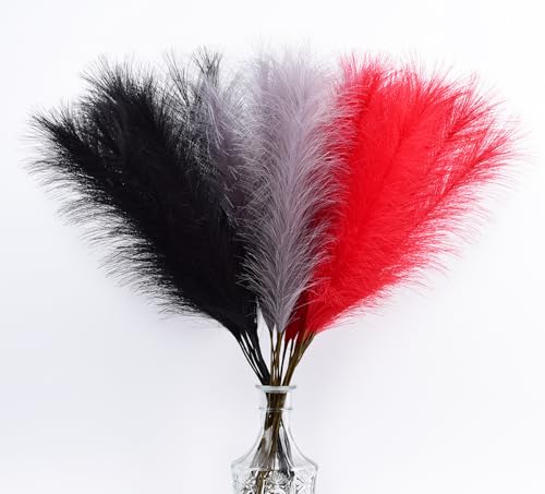 LSKYTOP Red Pampas Grass Decor,23Inch 12pcs Faux Pampas Grass Bouquets Artificial Pampas Fake Pampas Flower for Home Living Room Bedroom Vase Decor - color: Red 12pcs