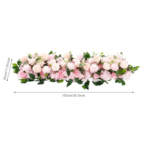 Wedding Arch Artificial Flowers Panels, Silk Rose Floral Wall Backdrop, 13.8 x 13.8in Artificial Flowers Garland for Wedding Party Table Decoration, White (Pink, 1 Pcs) - color: Pink, size: 1 Pcs