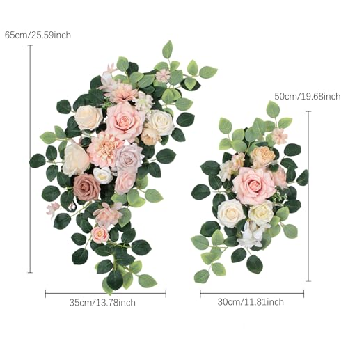 Pack of 2 Artificial Flowers for Backdrop Decoration, Wedding Arch Flowers,Reception Welcome Sign, Eucalyptus Garland, Suited to Aisle Decor and Wedding Arches(Champagne Pink) - color: Champagne Pink