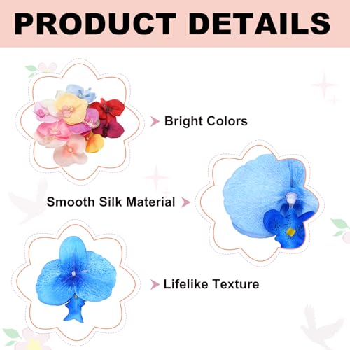 uxcell 10 Pcs Artificial Orchid Flower Heads, Fake Butterfly Orchid Heads Bulk Artificial Flowers for DIY Wedding Bouquets Centerpieces Party Home Decorations, Blue - color: Blue