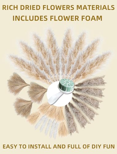 Pampas Grass Wall Decor -Boho Dried Flowers Hanging Decor Kits, 20~30inch Adjustable,Requires Assembly-Easy Install,Apply to Home Decor ,Shop,Living Room, Bedroom, Wedding Arch, Farmhouse & Apartment