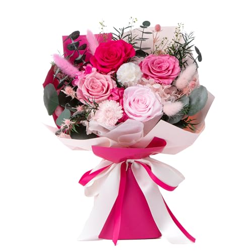 Bessol Flowers for Delivery Preserved Flower Bouquet Forever Fresh Flowers Birthday Gifts for Women Mom Anniversary Red Real Rose Gifts for Grandma Wife Girlfriend Sister Her from Daughter - color: Pink Preserved Flower Bouquet, size: Small