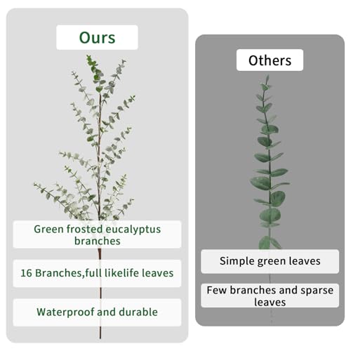 Zythrem Artificial Eucalyptus Stems Fake Branches for Vases Realistic Plastic 40" Long Faux Greenery Stems for Tall Vase Filler Home Bathroom Office Table Centerpieces Bedroom Decoration 3PCS - size: 40