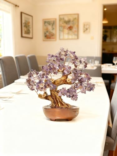 Feng Shui Crystal Money Tree of Life, Artificial Plants Made in uv Resin,Bonsai Tree.Diamond Art Tree of Life,Home Decor,Art Supplies. Gfit for Women,man.(Purple Treasure Tree) - color: Purple Treasure Tree 