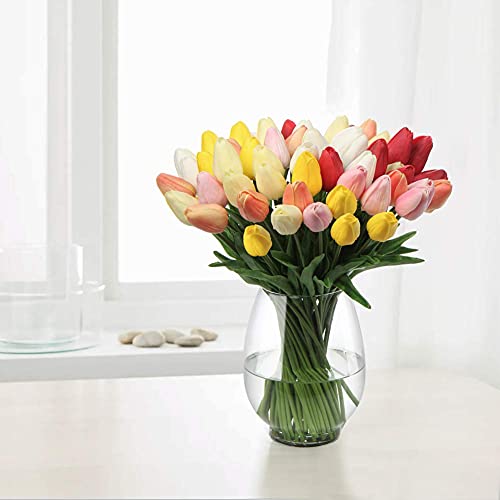 10 Pcs White Tulips Artificial Flowers Real Touch Fake Tulips Fake Flowers for Mother's Day 13.5" Faux Tulips Faux Flowers Bulk Artificial Tulips Flowers for Vase Centerpieces Home Wedding Bouquet - color: White #10
