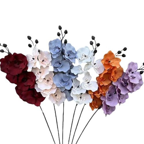 Corkwaw 3Pcs Artificial Fake Flowers Butterfly Orchid, Silk Plant Real Touch phalaenopsis is Used in Offices, Dining Table Centers, Weddings, Home Decoration (Black)