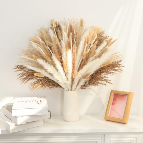 85pcs Natural Dried Pampas Grass Bouquet Boho Rustic Wedding and Home Decor Pampas Floral Arrangement for Living Room Bedroom Bathroom Office Party Decoration(17inch) - color: 85pc Pampas Gress