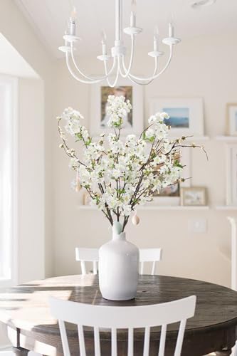 39" Tall Cherry Blossom Branches for Vase Faux Cherry Flowers White Peach Blossom for Floral Arrangements Artificial Apple Blossom Silk Tall Stems for Home Wedding Table Decor-3 Pcs - color: L-white #3
