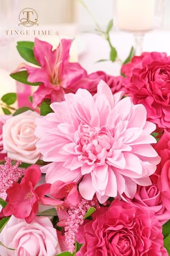 TINGE TIME Artificial Sweetheart Flower Swag with Table Cloth and Table Runner, Pack of 3 Floral Arrangement for Wedding Sweetheart Table Centerpiece Decoration Valentine's Day (Hot Pink) - color: Hot Pink