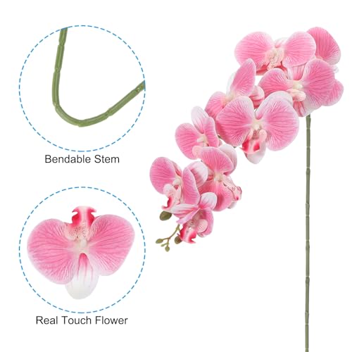 PATIKIL Artificial Orchid Stems 41", 3 Pack 9 Heads Faux Phalaenopsis Flowers Real Touch Fake Orchid Flower Branch for Vase Home Wedding Decoration, Pink - color: Pink