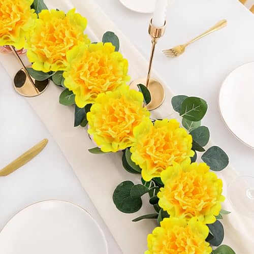 20 Pcs Artificial Flower Peonies, 5" Silk Fake Peonies with 6" Stems No Leaf, Faux Peonies Flowers for Decoration Wedding Home Party Centerpiece Decor Floral Art (Yellow) - color: Yellow