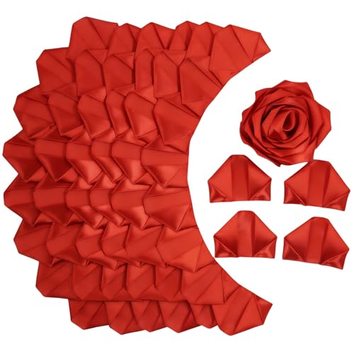 300Pcs Premade Satin Ribbon Rose Petals Half-Finished for Eternal Rose DIY Ramos Forever Flowers Bouquets Everlasting Floral,for Wedding,Anniversary,Birthday (300 Pcs Red) - color: 300 Pcs Red