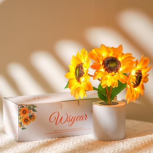 WSYEAR Sunflower Gifts for Women-Sunflowers Flower Lamp Night Light for Bedroom Decor,Valentines Day Birthday Gifts for Her Mom Wife Friends Girlfriend Teacher Grandma - color: SUNFLOWER