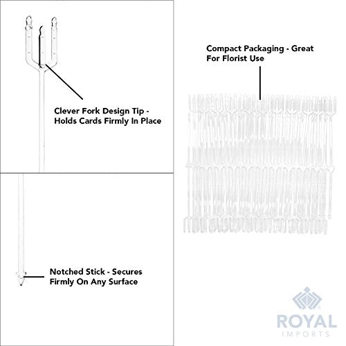Royal Imports 9" Floral Picks, Flower Sticks, Cardettes Cardholder Forks, for Arrangement Basket, Gift Bouquet, Centerpiece Cake Card, Photo or Table Tags, 100 Pcs - size: 9"