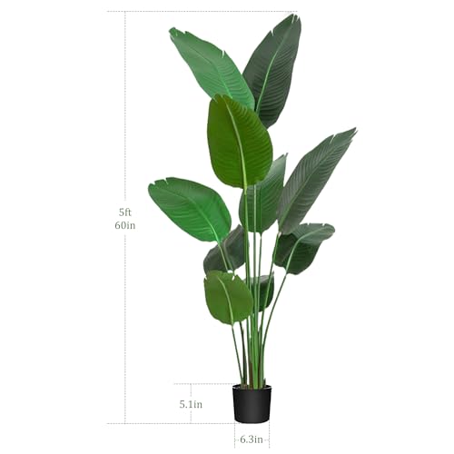 5ft Artificial Tree Bird of Paradise Palm Tree Artificial Plant for Home Decor Indoor Outdoor Office - Effortless Assembly,Perfect Housewarming Gift
